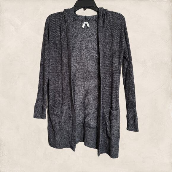 Y2K  Mudd Grey Long Open Fuzzy Cardigan Hoodie Duster Size Small - Picture 1 of 9